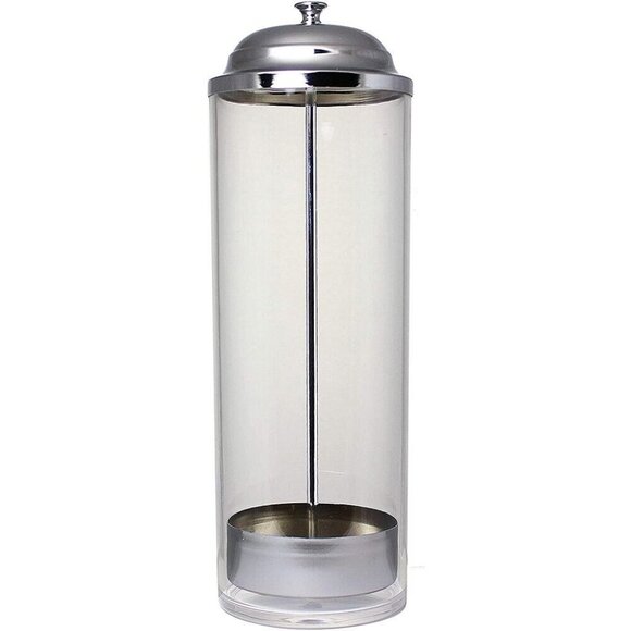 Soda Shop Straw Glass Dispenser Retro Silver Metal Chrome Pull-Up Tray NEW - Picture 1 of 6